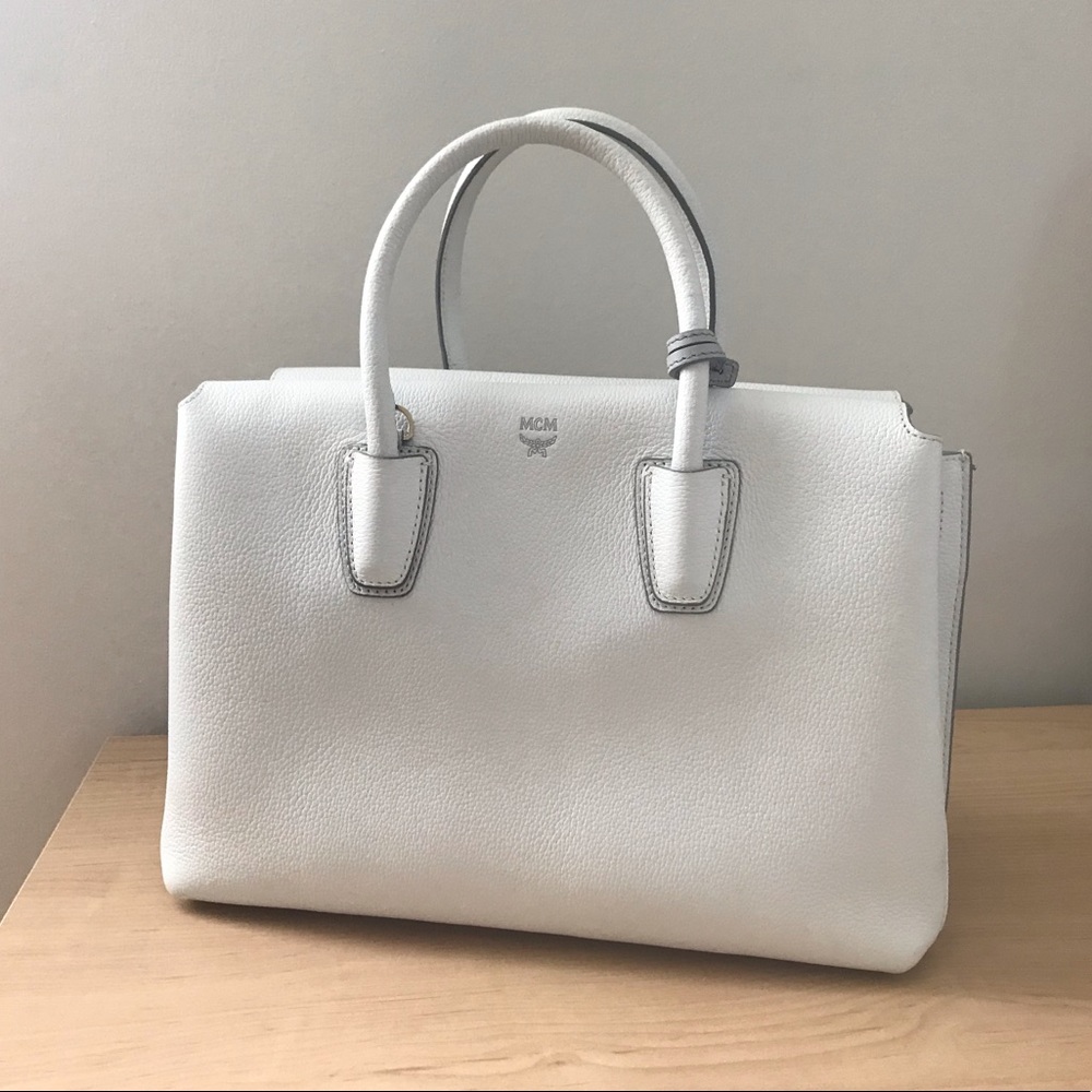 MCM Milla medium leather tote (white)